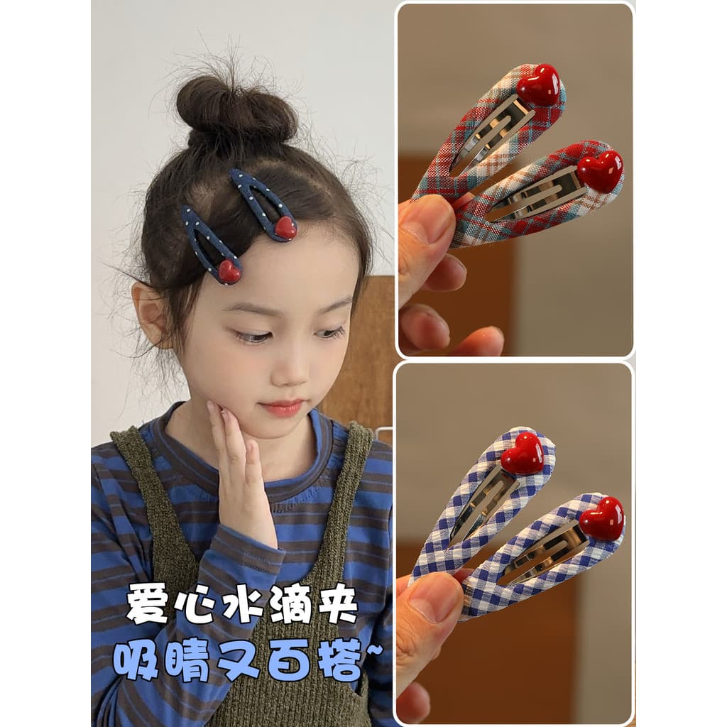 Crianças moda tecido hairpin amor hairpin Headdress meninas doce bb clipe lado pequeno clipe franja acessórios de cabelo