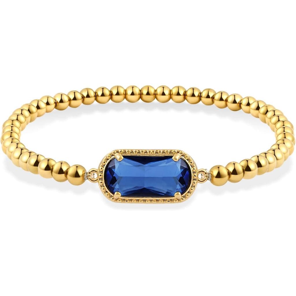 Pulseira elástica com contas banhada a ouro 14K para mulheres, pulseira de cristal empilhável