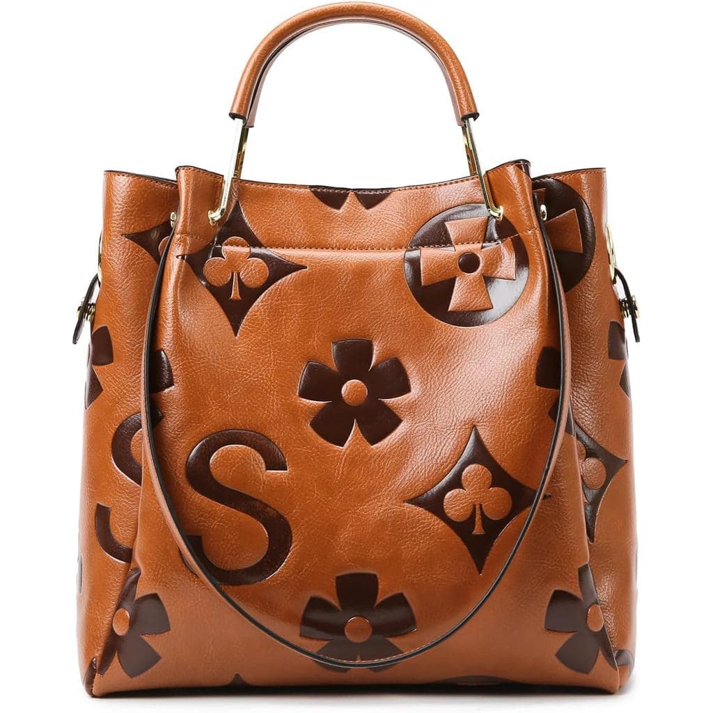 Bolsa Floral Travistar para Mulheres - Conjunto de Bolsas de Couro Gravado com Alça Superior, Bolsa Bucket Hobo Feminina