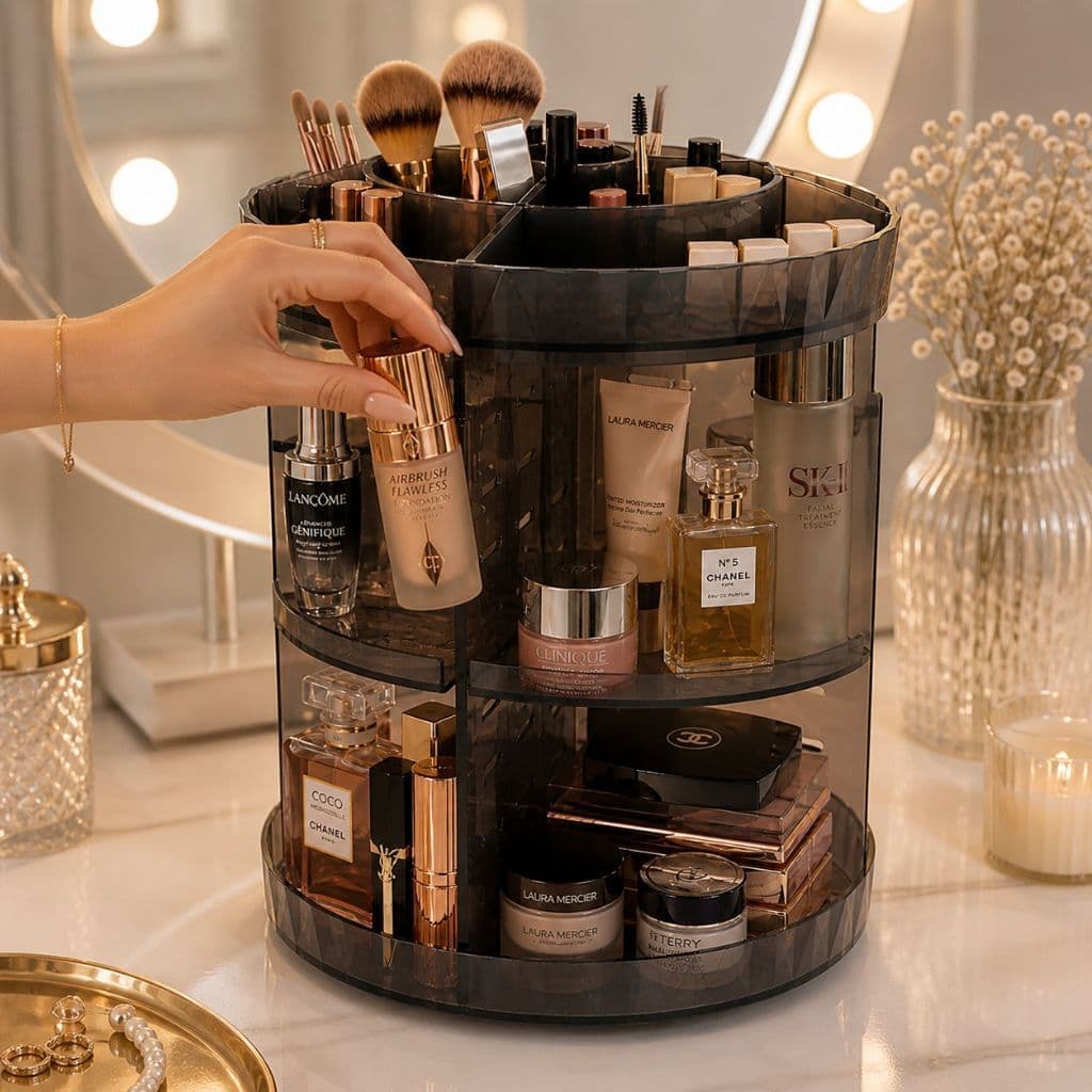 Organizador de maquiagem Giratório 360º Acrílico Suporte de Cosméticos