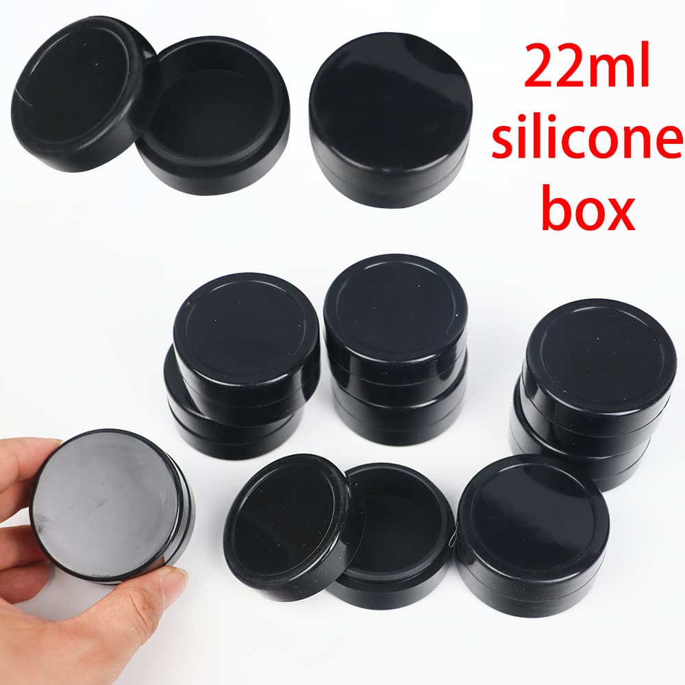 1 Pçs 22ml Preto Puro Redondo Recipiente De Silicone Portátil Compacto Resistente Ao Calor Pequena Caixa De Armazenament