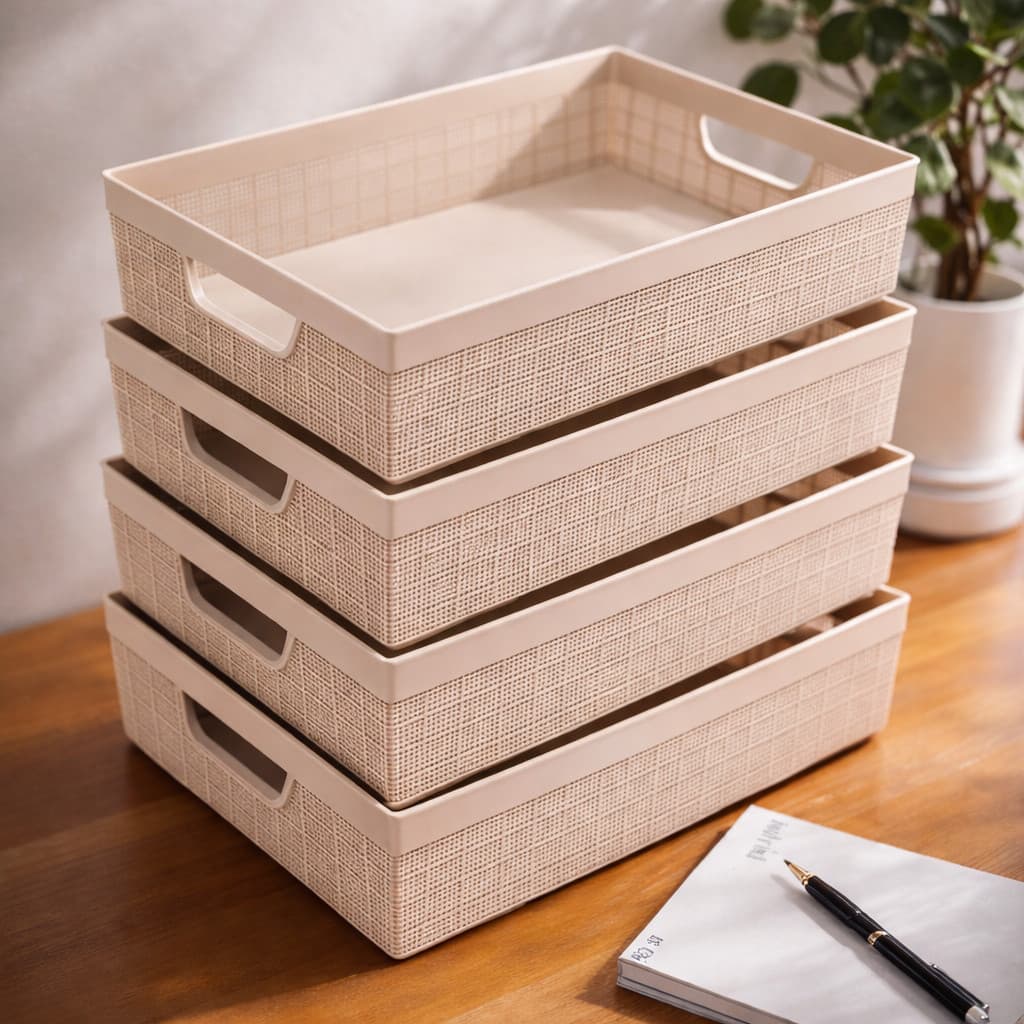 Kit Cestos Organizadores 5,2 Litros Multiuso Plástico Lavanderia Cozinha Armário Banheiro 33×23 cm