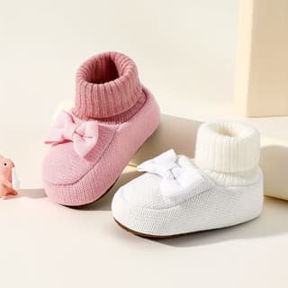 Sapatos e meias para crianças de 0 a 1 ano, com sola macia, reforçadas para o outono e inverno, coberturas de veludo que