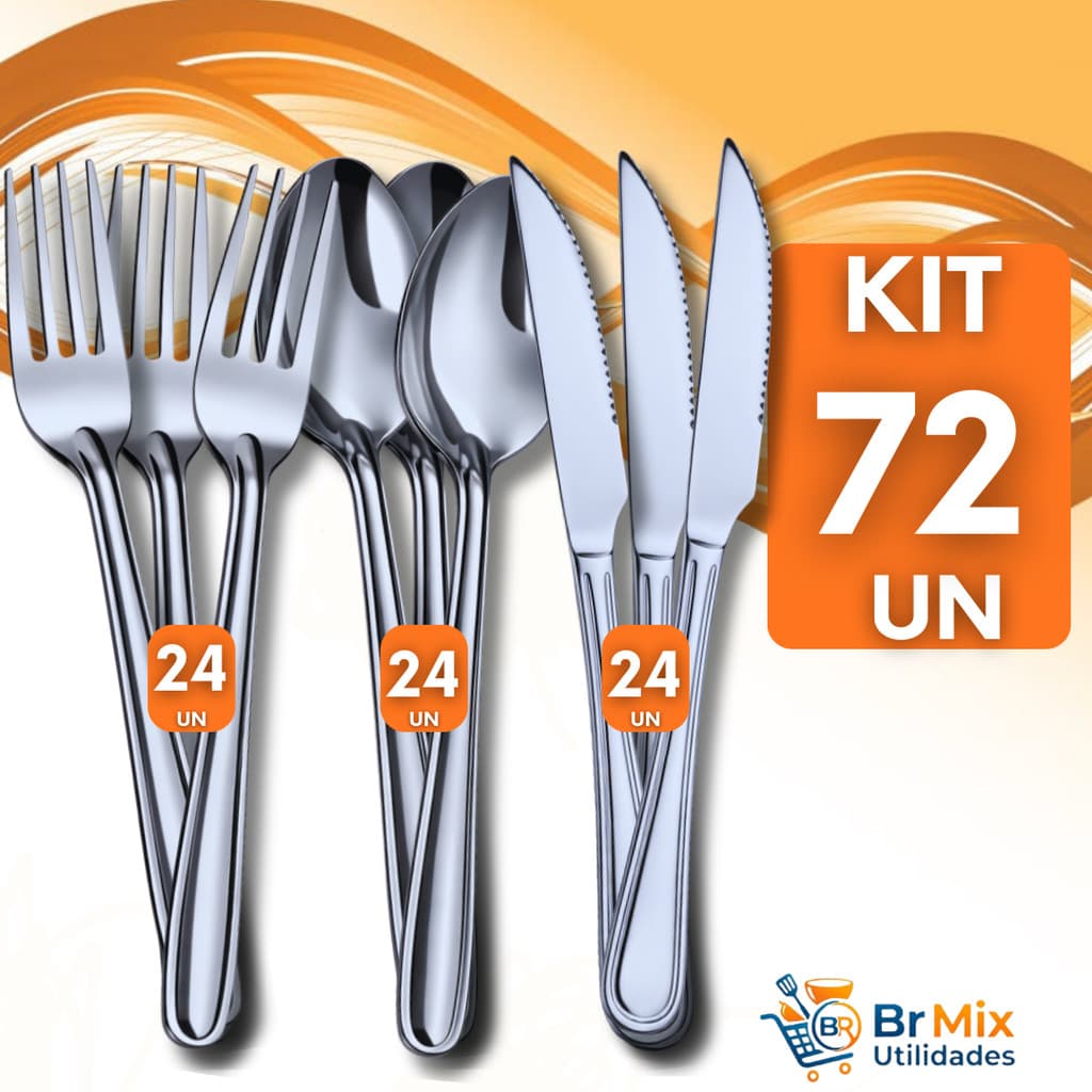 Conjunto Kit Talheres Inox Garfo Faca Colher Cozinha Restaurante Mesa Casa Utilidades