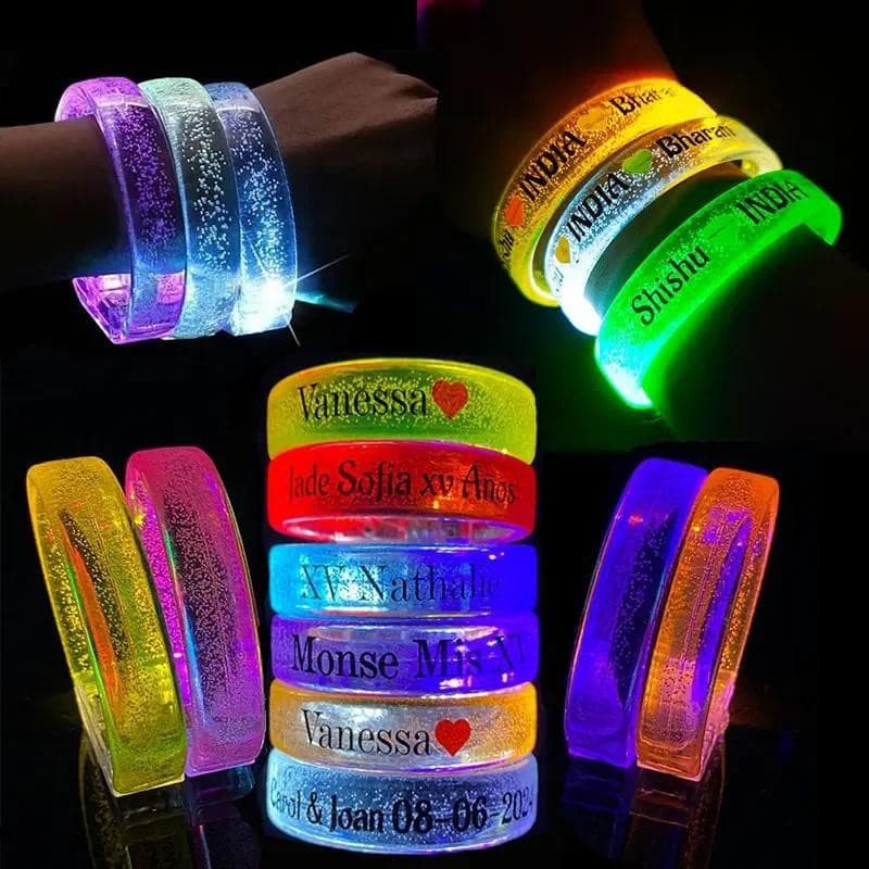 10/30 Peças Pulseiras Iluminadas Por LED Personalizadas Luminosas Acrílicas Que Brilham No Escuro Suprimentos De Festa P
