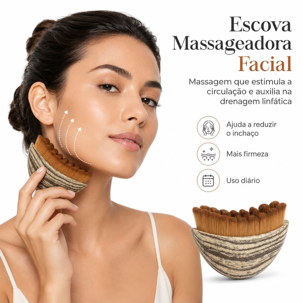 Escova Massagem Facial Drenagem Linfática Modeladora De Queixo Mandíbula Contorno Facial Redutora Papada Macia