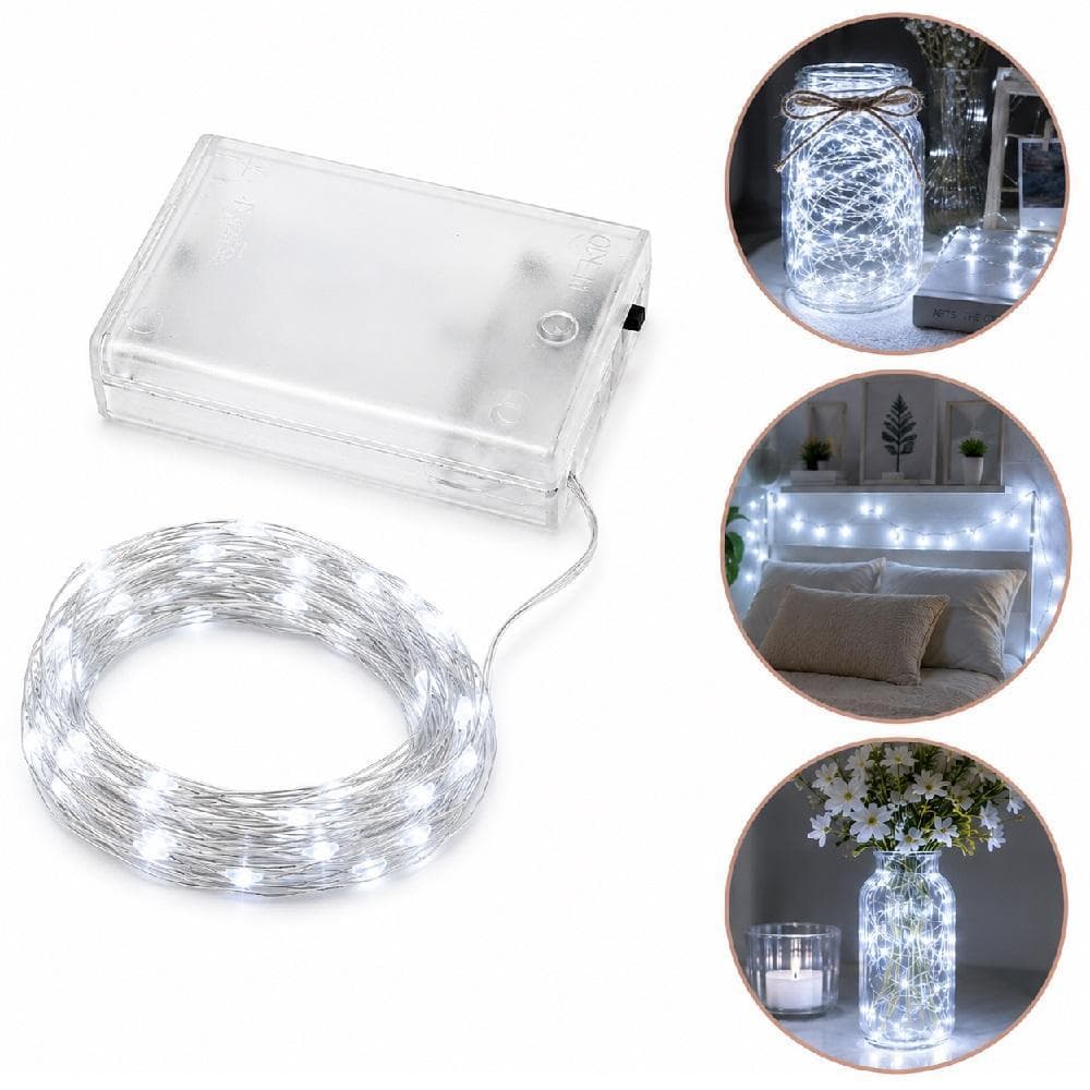 CORDAO LED 5 METROS 50 LEDS PISCA PISCA LUZ BRANCA FIO DE FADA ENFEITE NATAL ANIVERSARIO VARAL LUZES FLEXIVEL MANGUEIRA