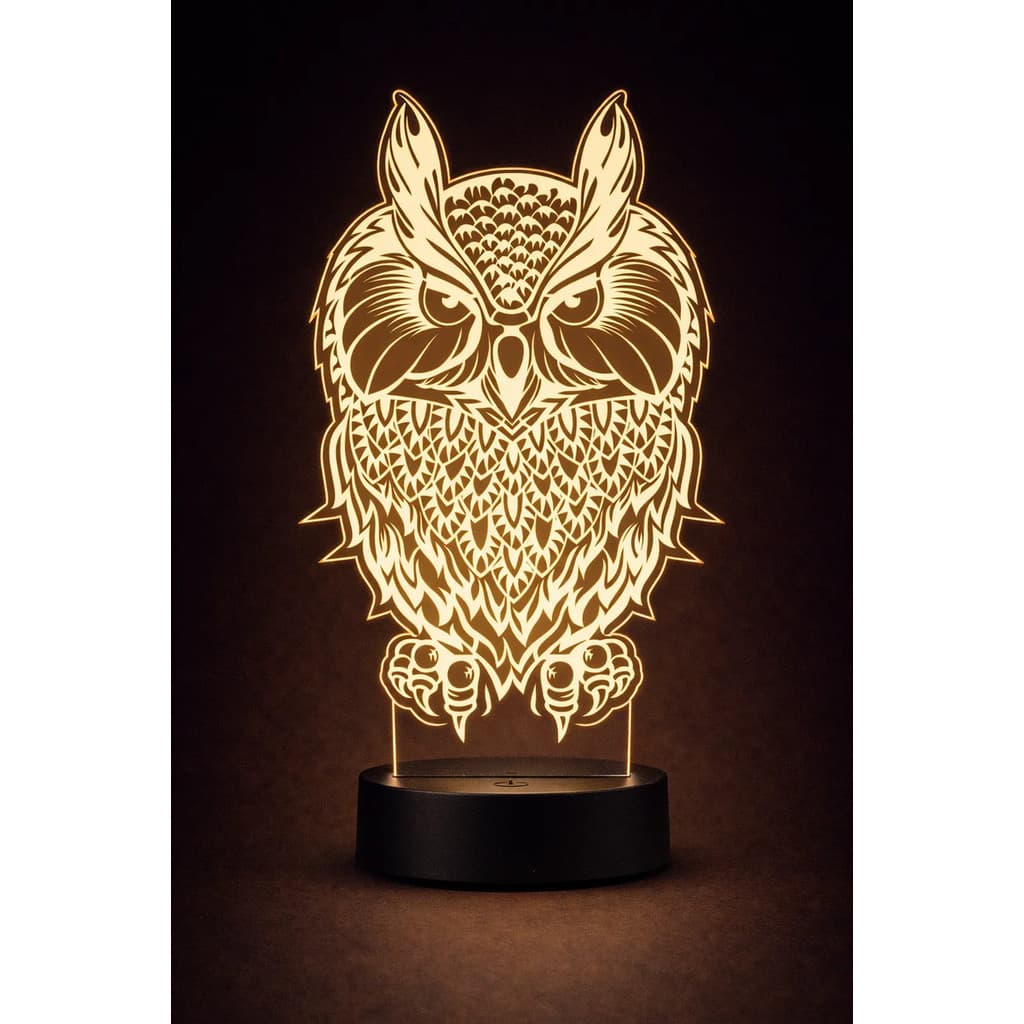 Luminária 3d Coruja Abajur Led Decoração Sabedoria Usb