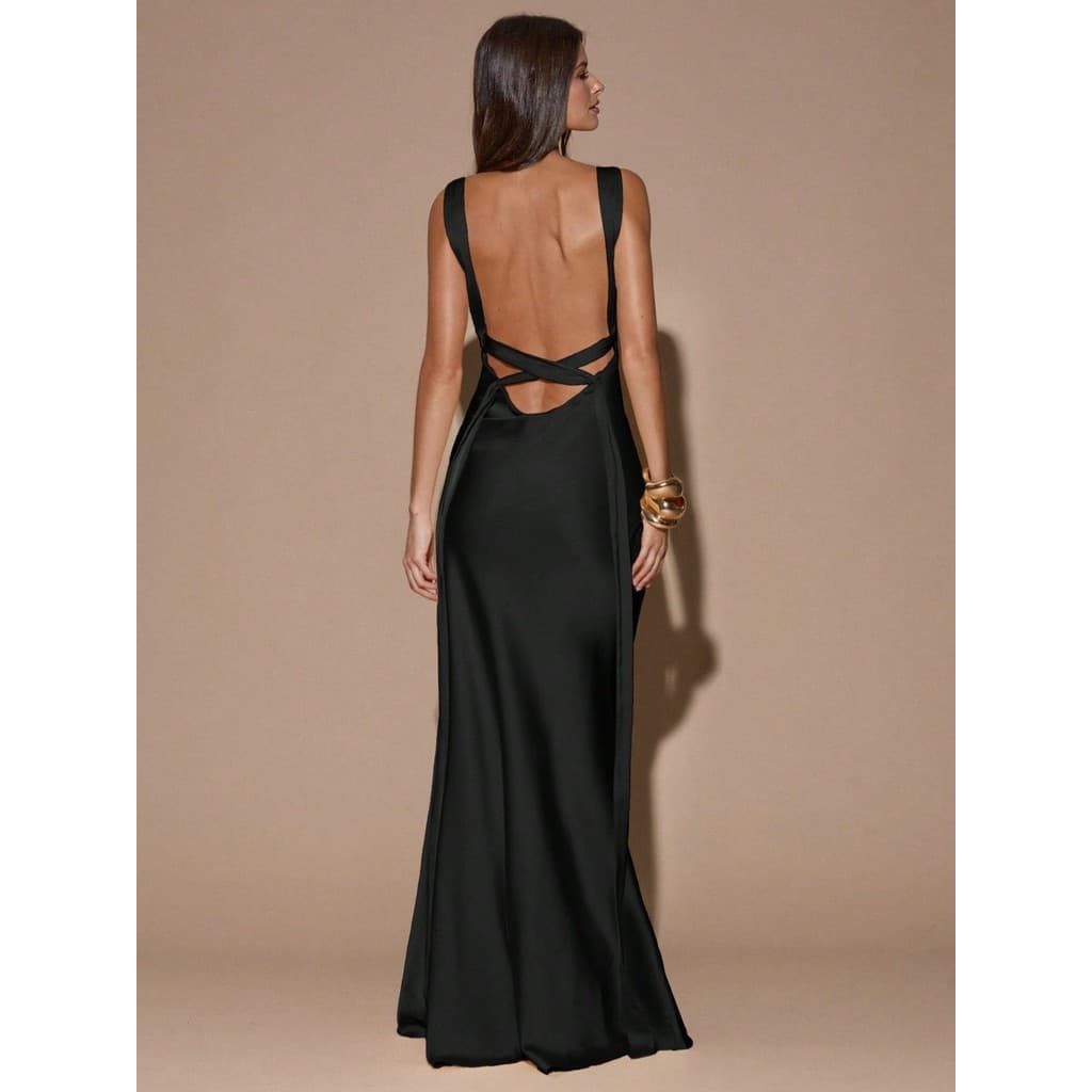 2026 Vestido feminino com aparência mais fina e justa, frente única, cintura estreita, vestido com cadarço, saia longa