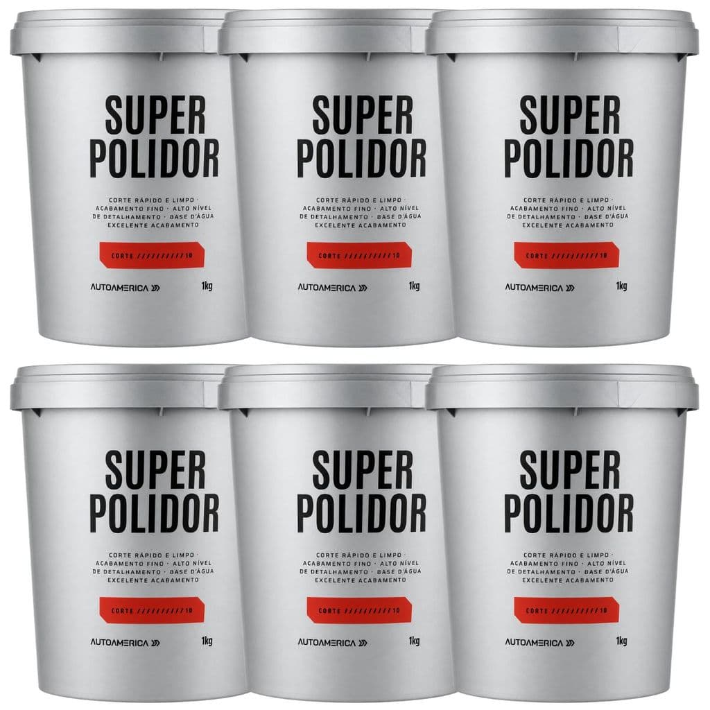 Kit 6 Massa de Polir Super Polidor Autoamerica 1kg