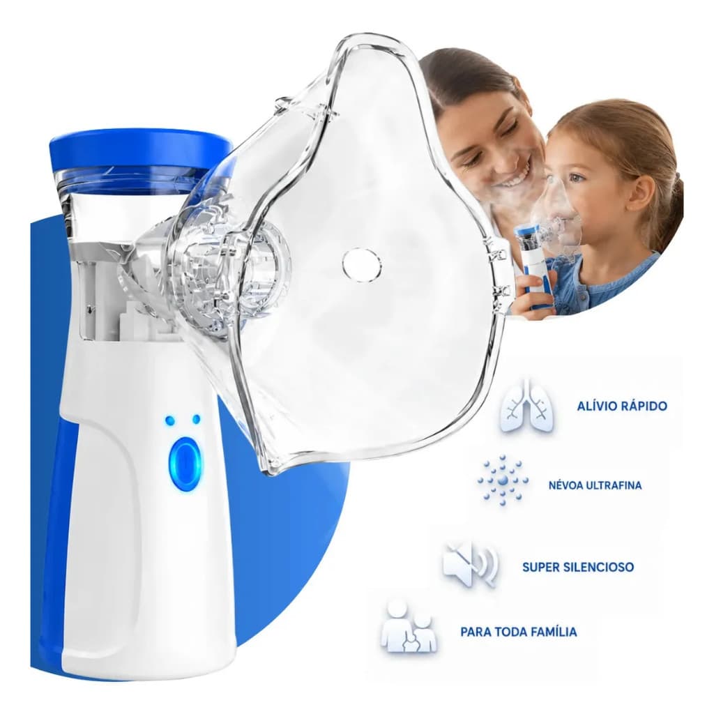 Portable Ultrasonic Inhaler Nebulizer Usb Bivolt Adult and Child