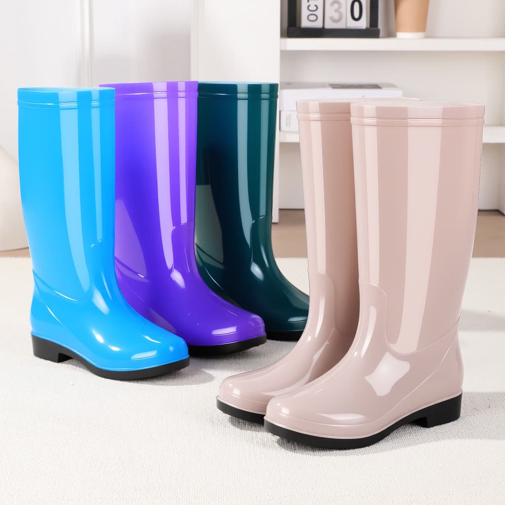 Botas de chuva femininas até o meio da panturrilha, impermeáveis e antiderrapantes, botas impermeáveis de inverno, sapat