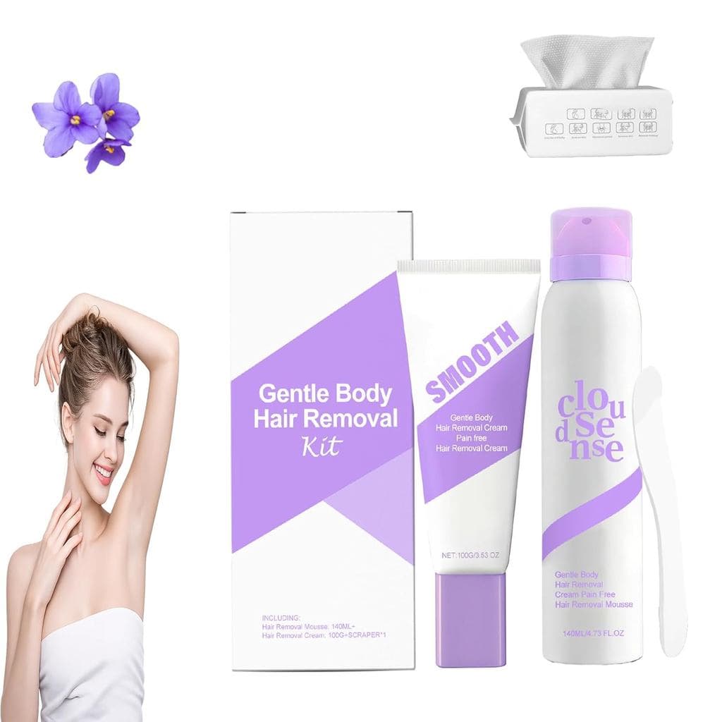 Mousse Depilatória CloudSense, spray para remoção suave dos pelos, suave e calmante, adequado para corpo e pernas, uniss