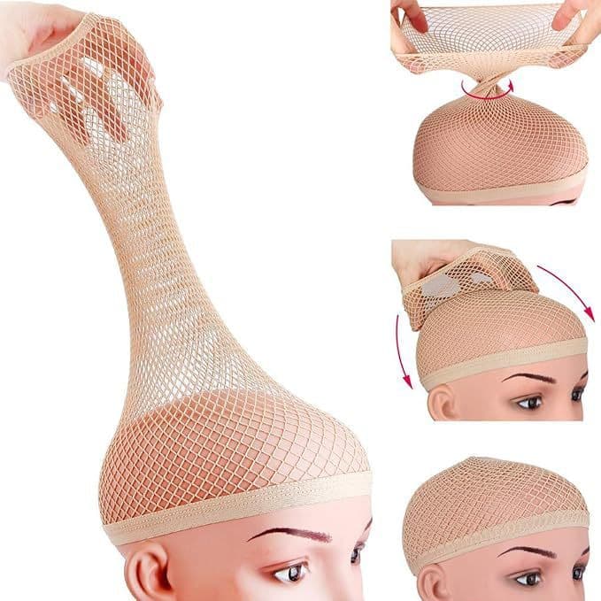 Dois-end dedicado malha peruca boné preto rede de cabelo cor da pele conjunto de cabelo rede de pesca peruca passagem