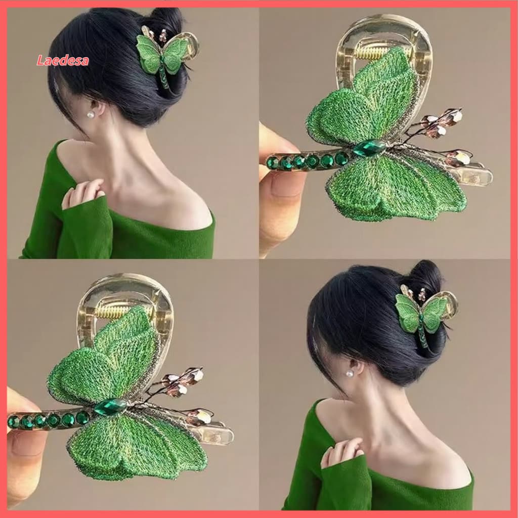 Durable Hair Grip Retro Style Embroidered Butterfly Claw Clip – Strong Anti-slip Organizer for Women and Girls Stylish