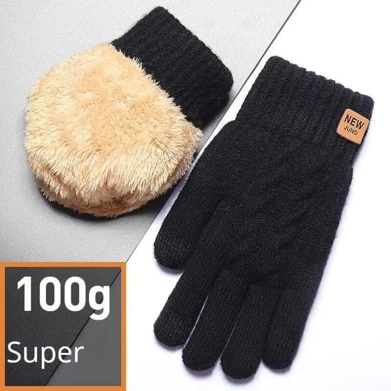 Velo Forrado Moda Quente Feminino Masculino Cabo Preto Malha Inverno Luvas De Tela Sensível Ao Toque