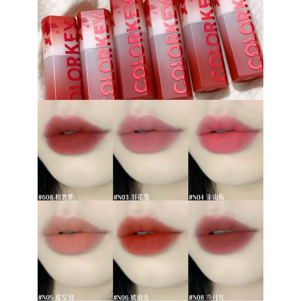 Colorke colorkey minmian creme névoa batom Kolaqi pitada batom pouco Matchmaker raposa demônio rosa névoa cor segurando