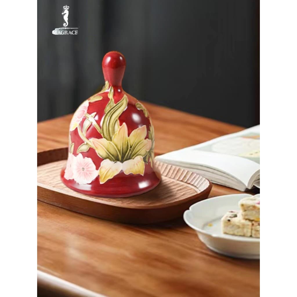 Ma Ruishi cor nacional Tianxiang pintado peônia cerâmica criativo jantar sino decoração de mesa jujuba Retro arte decora