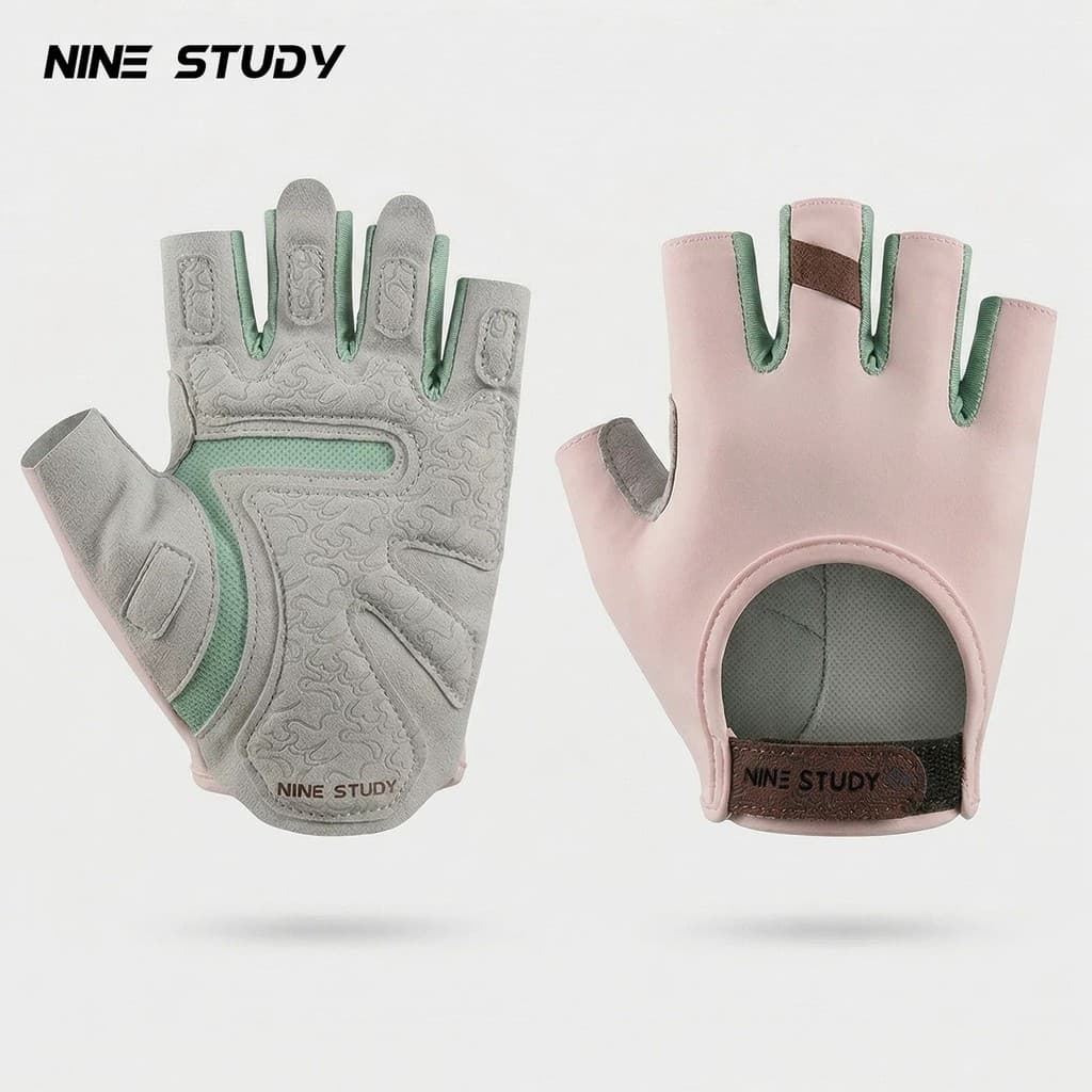 Ninestudy luvas de Fitness esportes femininos antiderrapante casulo meio dedo Kettlebell equipamento treinamento Pilates