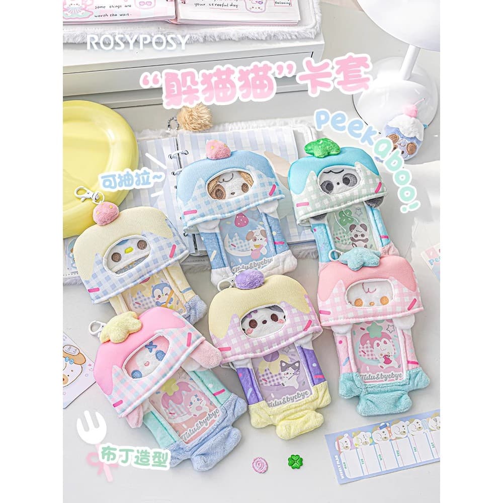 RosyPosy Soft Set Original Cute Animal Series Porta-cartões de pelúcia Coreia ins Campus Meal Card Aidou Photo Card Phot