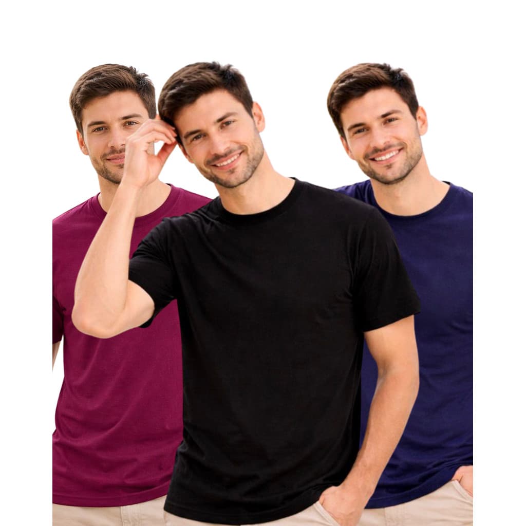 Kit 3 Camisetas Básicas Masculina Dia a dia 100% Algodão Reforço Ombro a Ombro Moderna Casual Básica Lisa