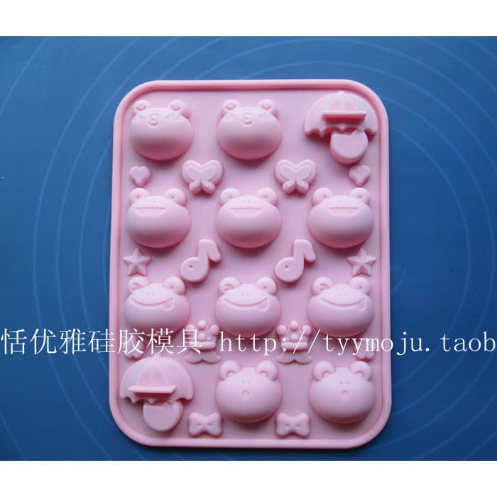 Sapo poroso Mung feijão sapo pequeno guarda-chuva molde de bolo de silicone bandeja de gelo pudim Chocolate molde de sil