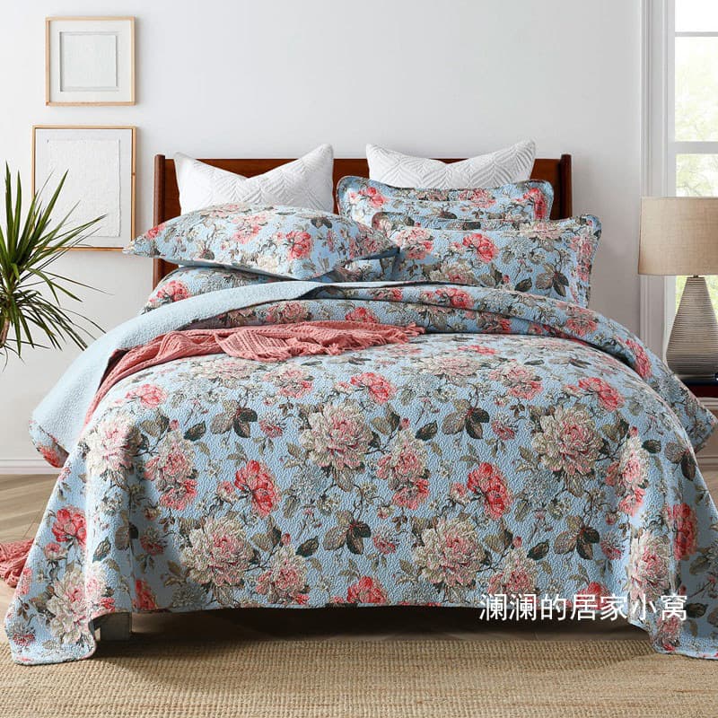 Capa de cama de algodão para exportação de comércio exterior estilo americano Conjunto de três peças Colcha acolchoada l