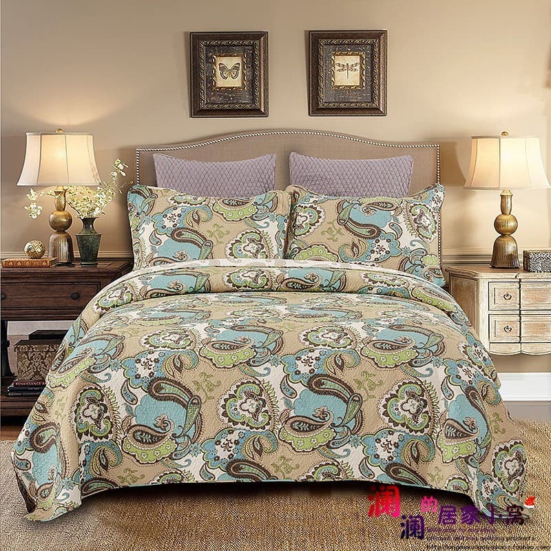 Capa de cama de algodão para exportação de comércio exterior estilo americano Conjunto de três peças Colcha acolchoada l