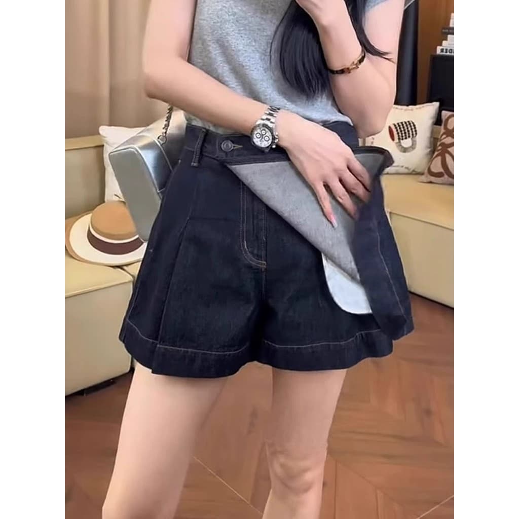 Pequeno pequeno Retro cintura alta Denim Shorts feminino primavera estilo fino gordura mm tamanho grande mais magro olha