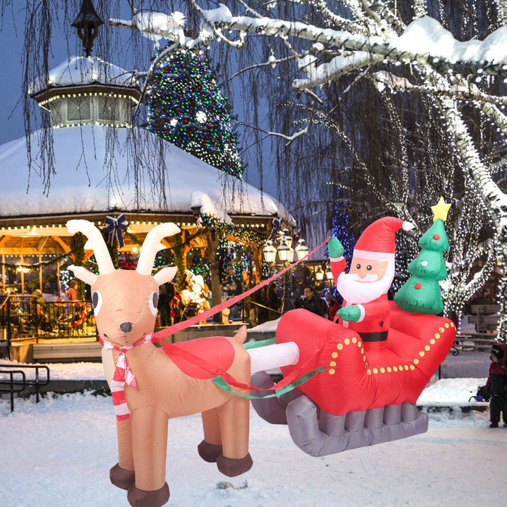 Infláveis De Natal Decorações Ao Ar Livre Trenó De Equitação De Papai Noel Com Luzes LED Para Quintal Gramado Jardim Eve