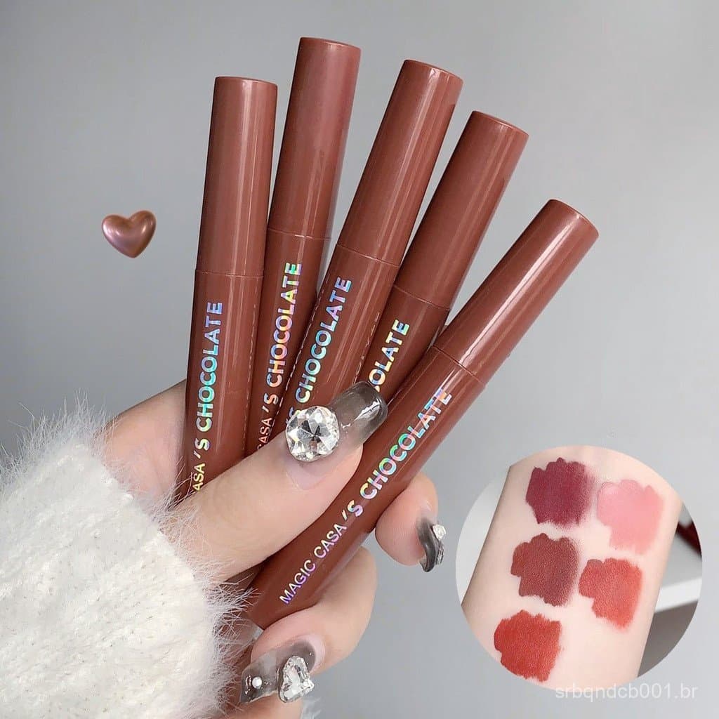 MAGIC CASA Conjunto de 5 Pçs de Gloss Labial Veludo Nu, À Prova d'Água e de Longa Duração