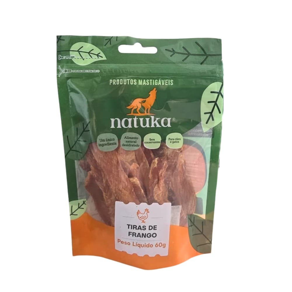 Tiras de Frango Petisco Natural para Cães e Gatos 60gr - Natuka