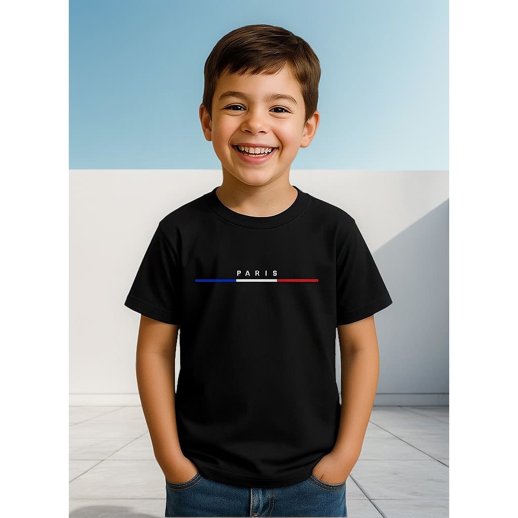 Camiseta Infantil Meninos Básica Paris França Grife Casual