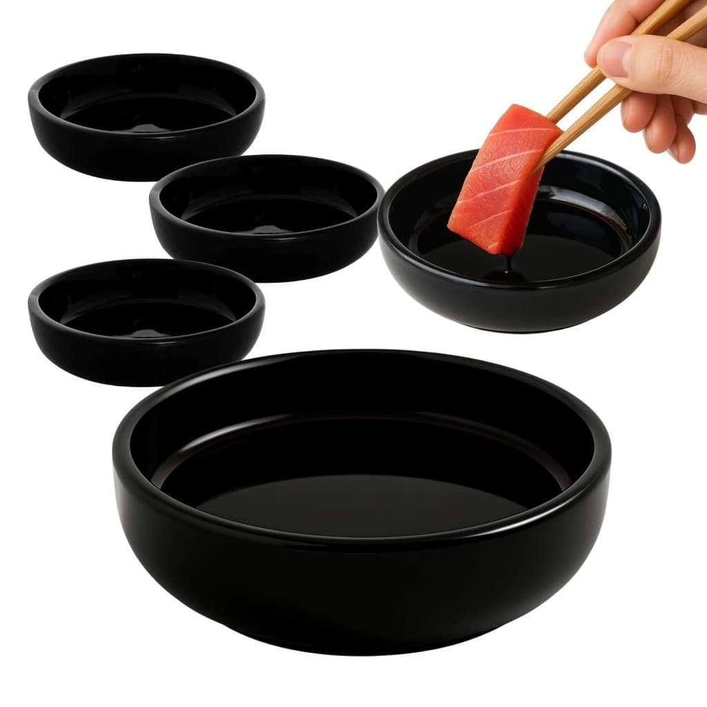 Kit 50 Molheira Porta Shoyu Nozoki 10cm 110ml Preto Sapporo