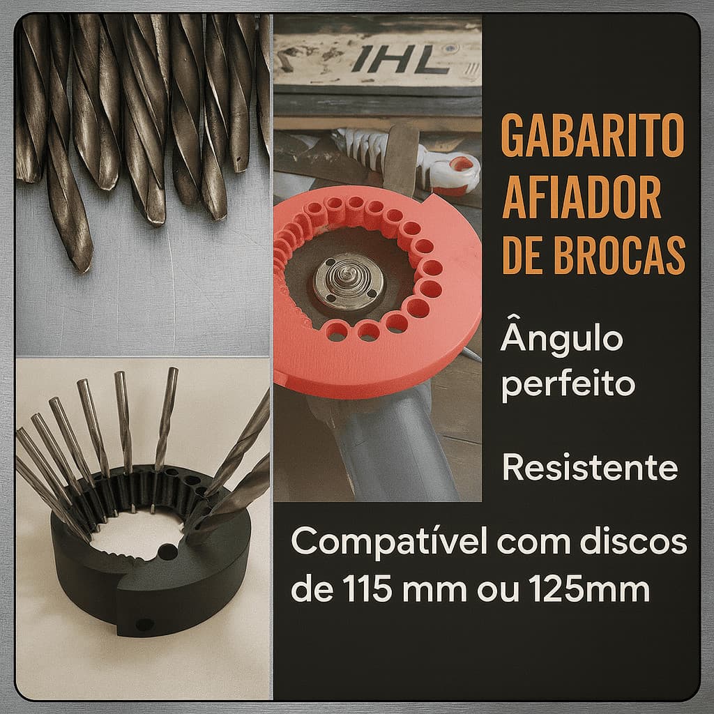 Gabarito Afiador de Broca Esmerilhadeira 5" ou 4 1/2" Disco de 115 ou 125 mm