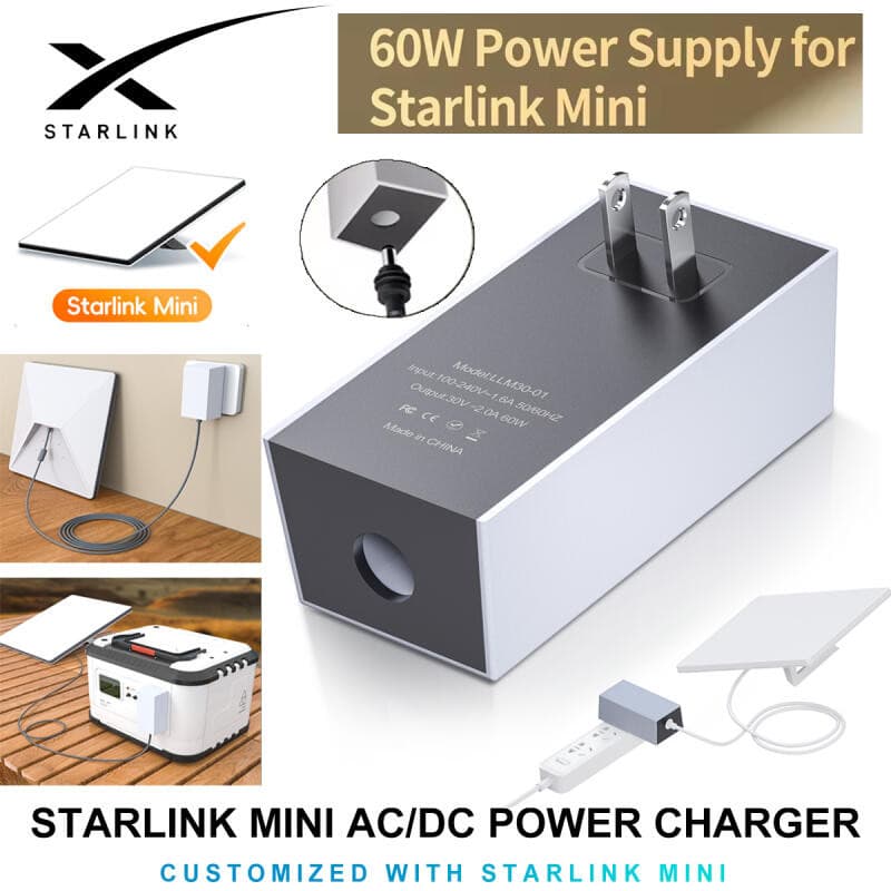 HdoorLink 60W DC Fonte De Alimentação Para Starlink Mini 30V 2A Carregador Rápido Americano Adaptador De Parede Carregam