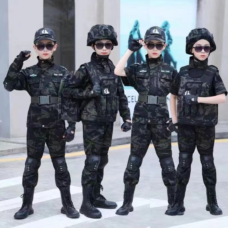 2025 Novas Roupas Infantis Camuflagem Terno De Treinamento Acampamento De Verão Das Crianças Preto Falcão Estudante Dese