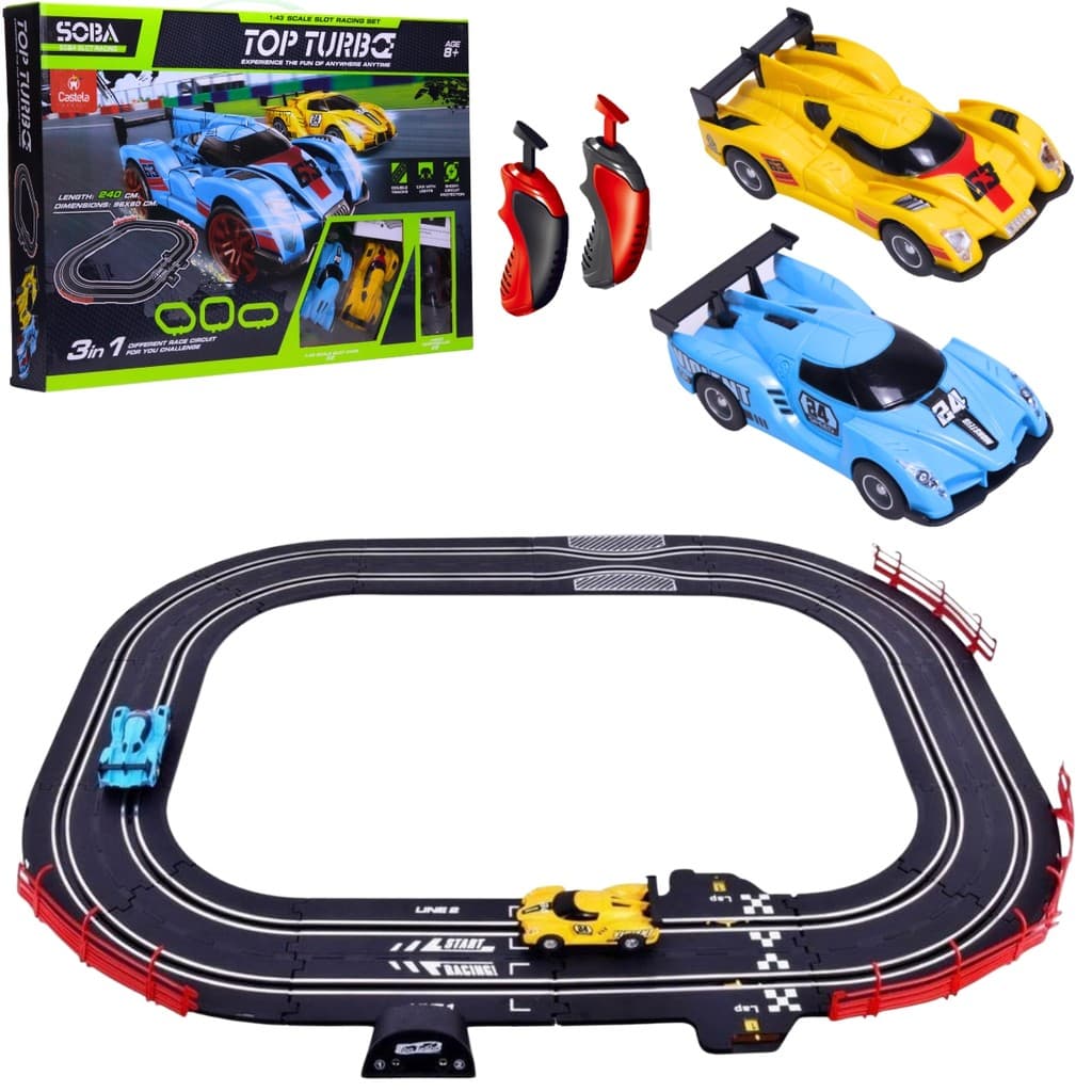 Autorama Infantil Com 2 Carrinhos Elétricos E 2 Controles