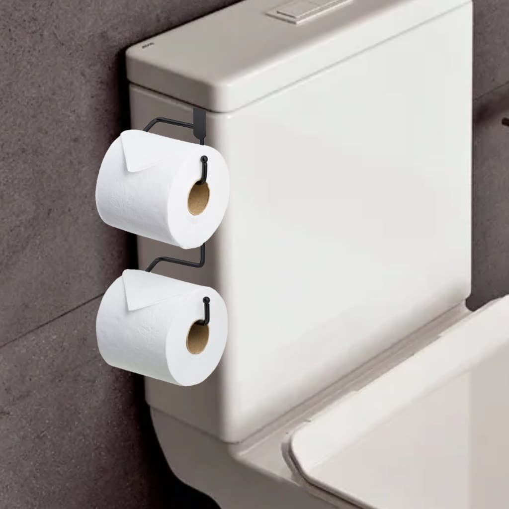 Suporte Porta Papel Higiênico Duplo Metal Caixa Acoplada Banheiro