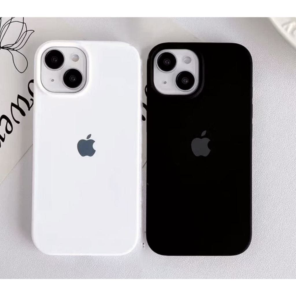 Capinha Silicone Aveludada iPhone Preto Branco 7 8 Plus XR 11 12 13 14 15 16 Pro Max Capa iPhone