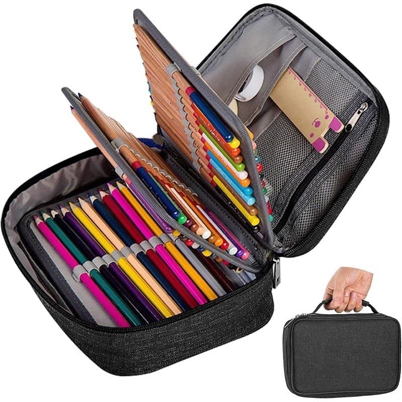 Estojo 72 Pens Escolar Box Nylon Com Alça  Organizador Com Divisórias Zíper Infantil judy store
