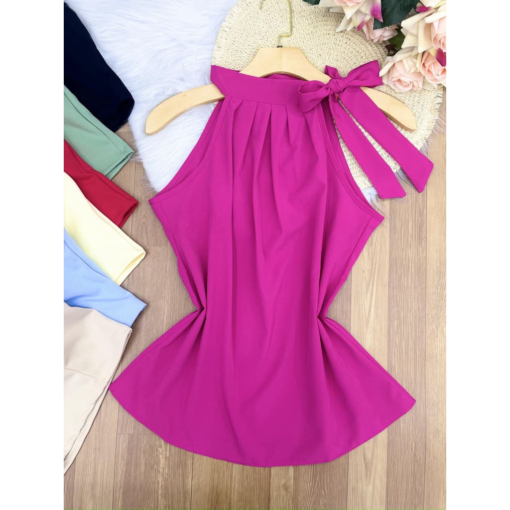 blusa regata amarrar de crepinho