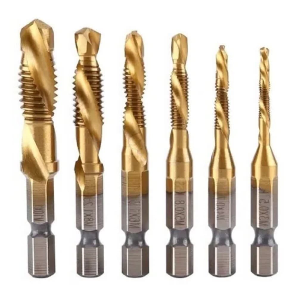 Broca Furar E Fazer Rosca, Titânio Revestido, Kit 6 Brocas.++TopZemShop++