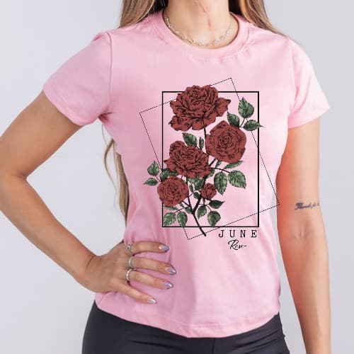 T Shirt Camiseta Algodão Flores Moda Dia Dia Cores