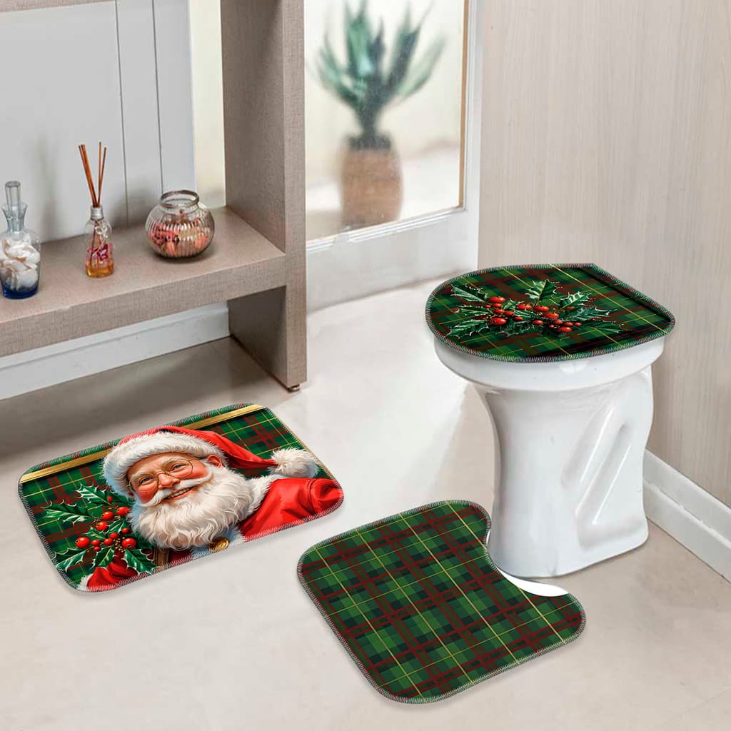 🎄 Jogo 3 Tapetes de Banheiro de Natal – Decoração Elegante e Temática