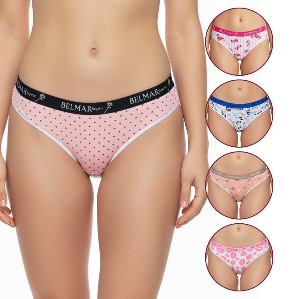 Calcinha Algodão Kit com 5 Tangas Estampadas Confortável