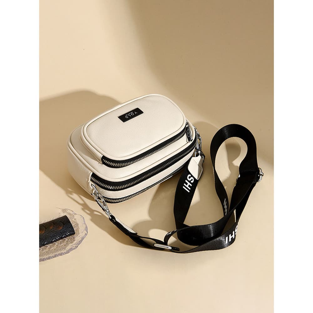 Bolsa feminina 2025 novo estilo bolsa mensageiro banda larga moda High-End três camadas pequena bolsa de couro macio All