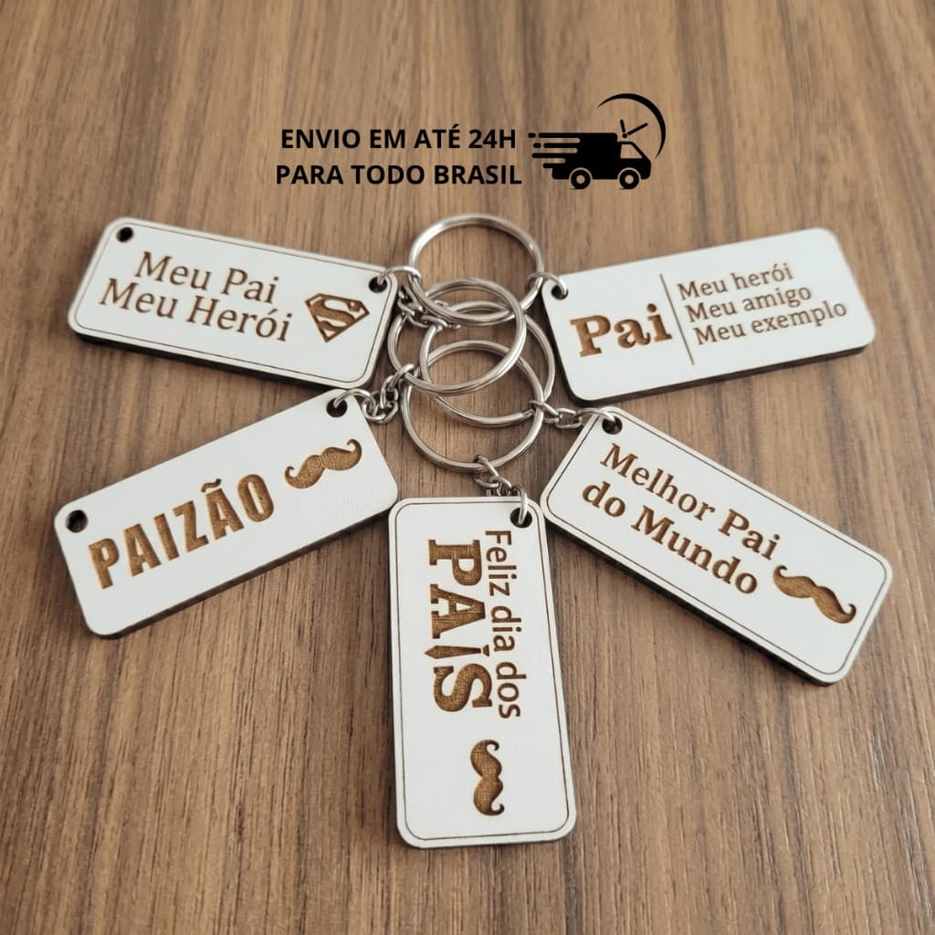 Kit 100/50/30/10 Chaveiros Dia dos Pais Lembrancinha Presente Brinde Mdf Mimo Qualidade
