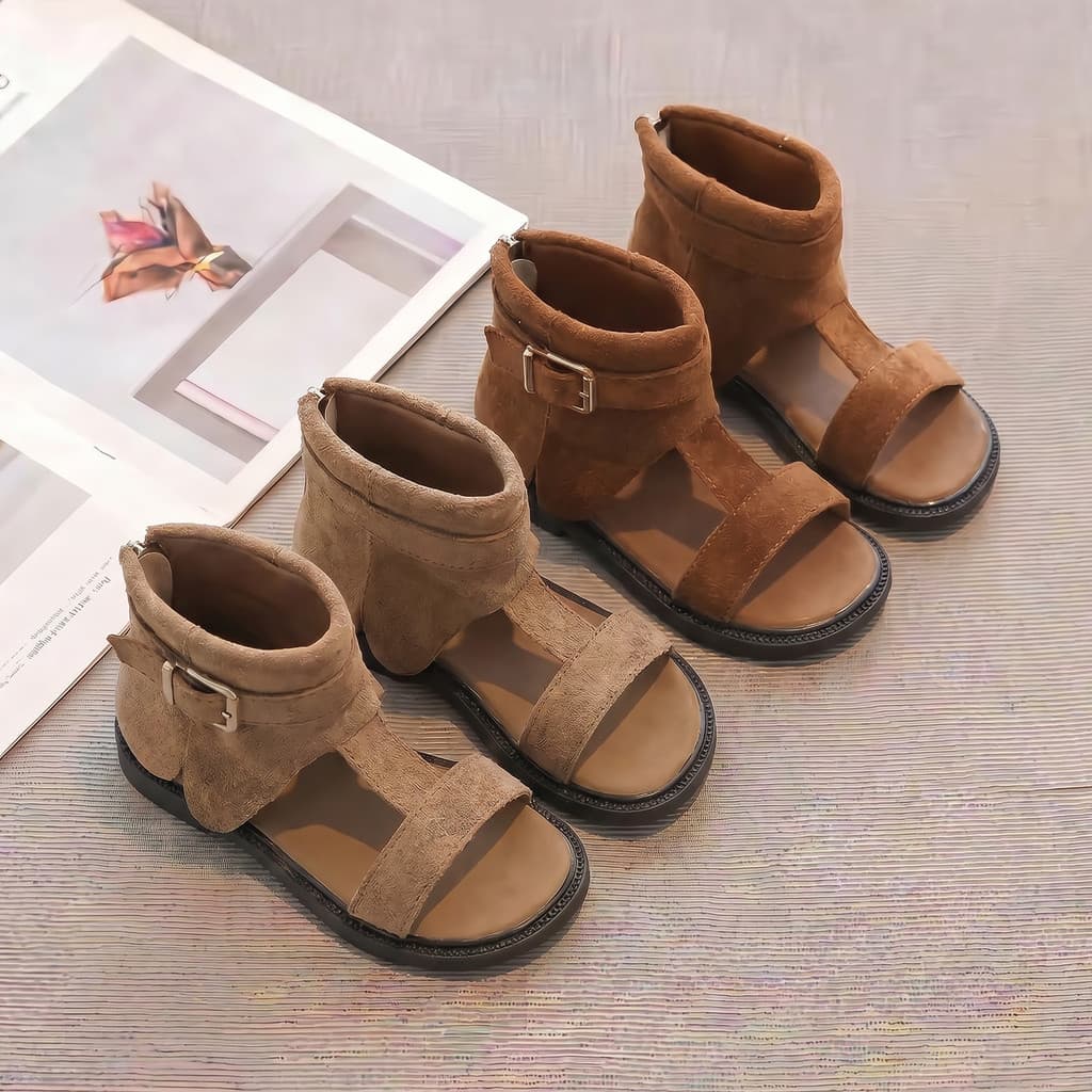 Meninas sandálias 2026 verão novo estilo crianças sapatos romanos moda Retro menina princesa sandálias botas grandes cri