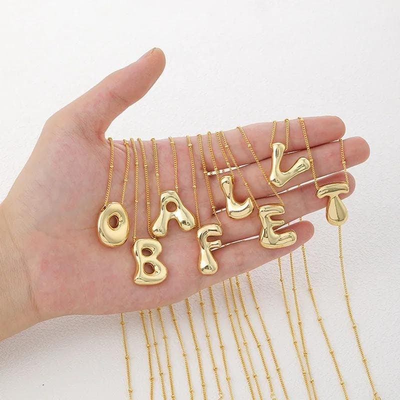 Colar simples de ouro e prata com 26 letras, estilo feminino/corrente de contas com inicial/joia com nome nkeq52 T8PZ